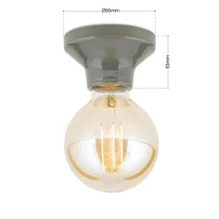 Loftlampe Frost, grå, keramik, E27