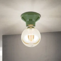 Loftlampe Frost, grøn, keramik, E27