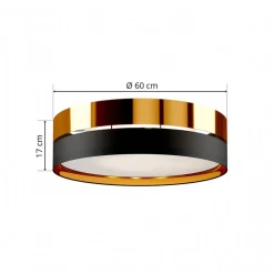 Loftlampe Hilton, sort/guld, Ø 60 cm