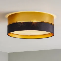 Loftlampe Hilton, sort/guld, Ø 45 cm