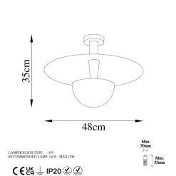 Loftlampe Kurt 13355, kobberfarvet, metal, Ø 48 cm