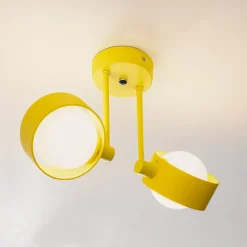 Loftlampe Mado i stål, gul, 2 lyskilder