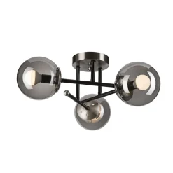 Loftlampe Malena, Ø 19 cm, røggrå, glas/metal 3 lyskilder.