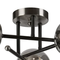 Loftlampe Malena, Ø 19 cm, røggrå, glas/metal 3 lyskilder.