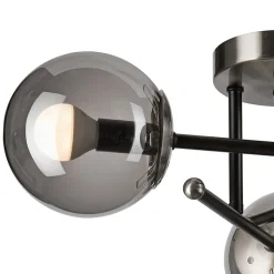 Loftlampe Malena, Ø 19 cm, røggrå, glas/metal 3 lyskilder.