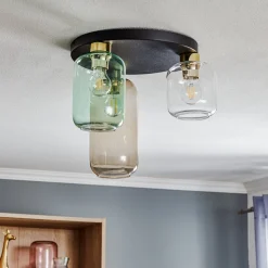 Loftlampe Marco Green, 3 lyskilder klar/grøn/brun