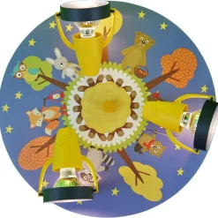 Loftlampe med sjove skovdyr, 3 lyskilder