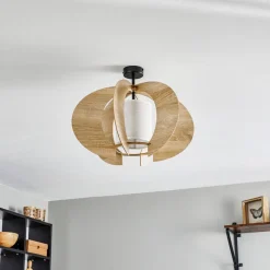 Loftlampe Modern C M med trælameller Ø 50 cm