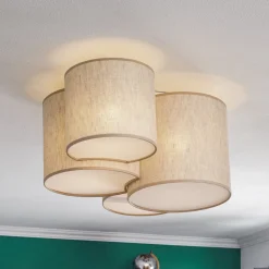 Loftlampe Mona Nature, 4 lyskilder, naturfarvet hør