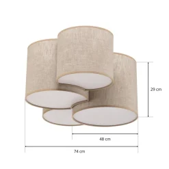 Loftlampe Mona Nature, 4 lyskilder, naturfarvet hør