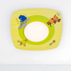 Loftlampe mus, gul, Ø 58 cm, træ