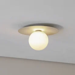 Loftlampe Pixie, beige, glas, Ø 25 cm, kugle, G9