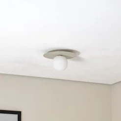 Loftlampe Pixie, beige, glas, Ø 25 cm, kugle, G9