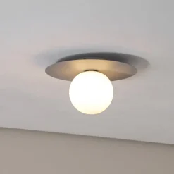 Loftlampe Pixie, grå, glas, Ø 25 cm, kugle, G9