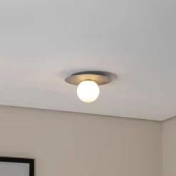 Loftlampe Pixie, grå, glas, Ø 25 cm, kugle, G9