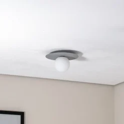 Loftlampe Pixie, grå, glas, Ø 25 cm, kugle, G9