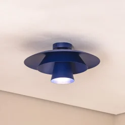 Loftlampe Plato, mørkeblå, metal, Ø 38 cm, E27