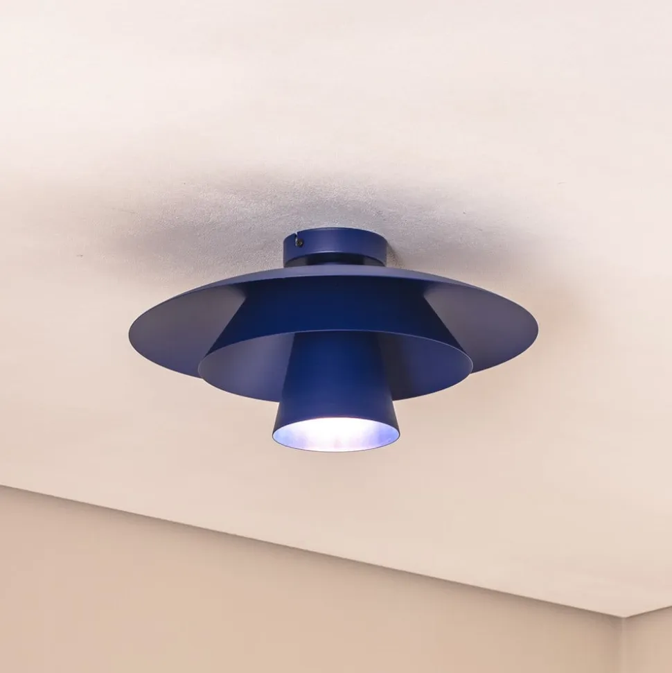 Loftlampe Plato, mørkeblå, metal, Ø 38 cm, E27