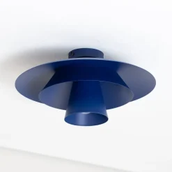 Loftlampe Plato, mørkeblå, metal, Ø 38 cm, E27