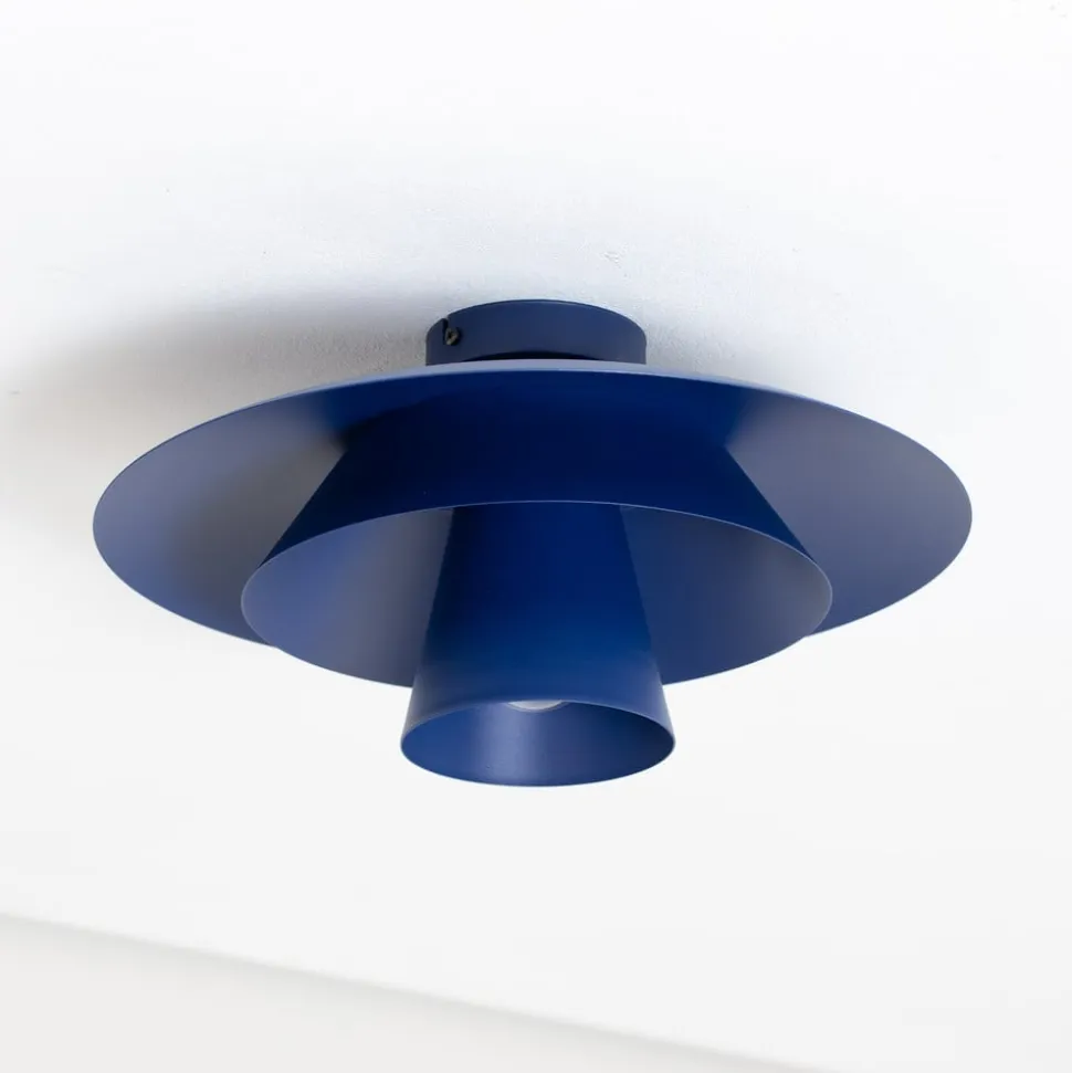 Loftlampe Plato, mørkeblå, metal, Ø 38 cm, E27