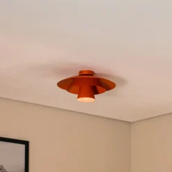 Loftlampe Plato, orange, metal, Ø 38 cm, E27