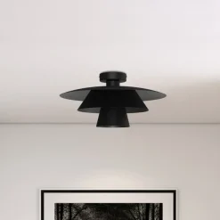 Loftlampe Plato, sort, metal, Ø 38 cm, E27