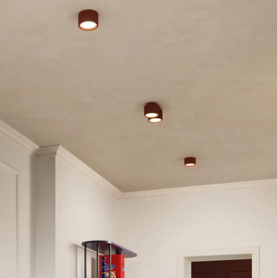 Loftlampe RIBLA, okker, Ø 10 cm, metal, GX53