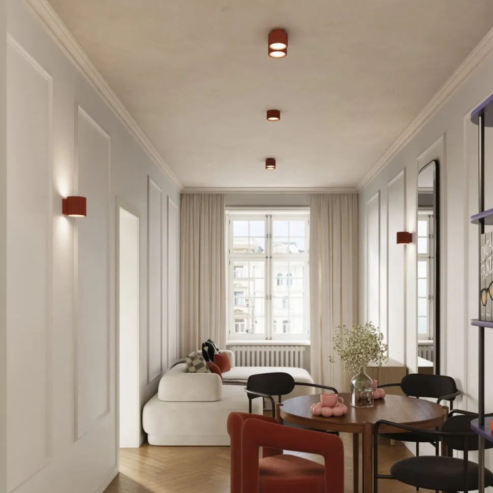 Loftlampe RIBLA, okker, Ø 10 cm, metal, GX53