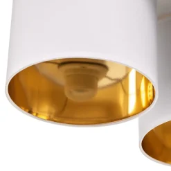 Loftlampe Soho, cylindrisk, 3 lyskilder, hvid/guld