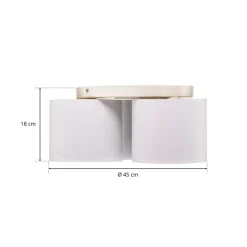 Loftlampe Soho, cylindrisk, 3 lyskilder, hvid/guld