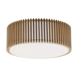 Loftlampe Tarta, Ø 50 cm, træ, tekstildiffusor, 4 x E27