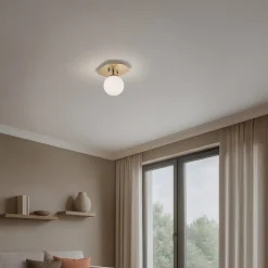 Loftlampe Well, guldfarvet, glas, Ø 20 cm, E14