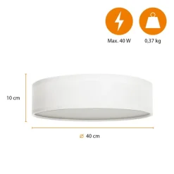 Loftslampe Ceiling Dream, Ø 40 cm, tekstil, hvid