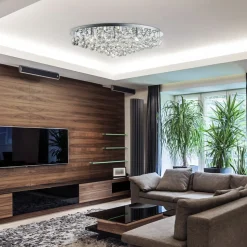 Loftslampe Hanna krom glas krystal kugler 80 cm