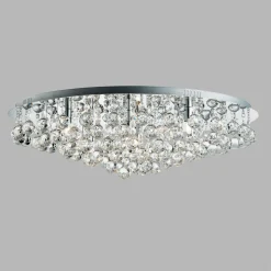 Loftslampe Hanna krom glas krystal kugler 80 cm