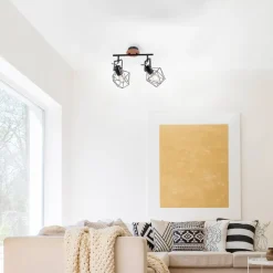 Loftslampe Jaro justerbar sort/træ 2-lys