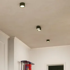 Loftslampe RIBLA, olivengrøn, Ø 10 cm, metal, GX53