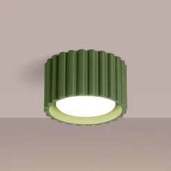 Loftslampe RIBLA, olivengrøn, Ø 10 cm, metal, GX53