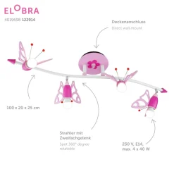 Loftspot Falter til børneværelset, 4 lyskilder
