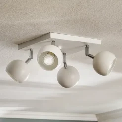 Loftspot Flame, hvid, 4 lyskilder, firkantet