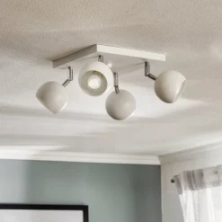 Loftspot Flame, hvid, 4 lyskilder, firkantet