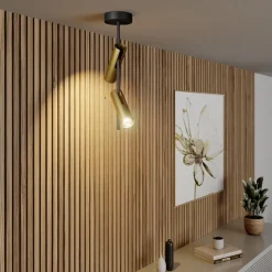 Loftspot Leda 2, 2 lyskilder, sort-guld