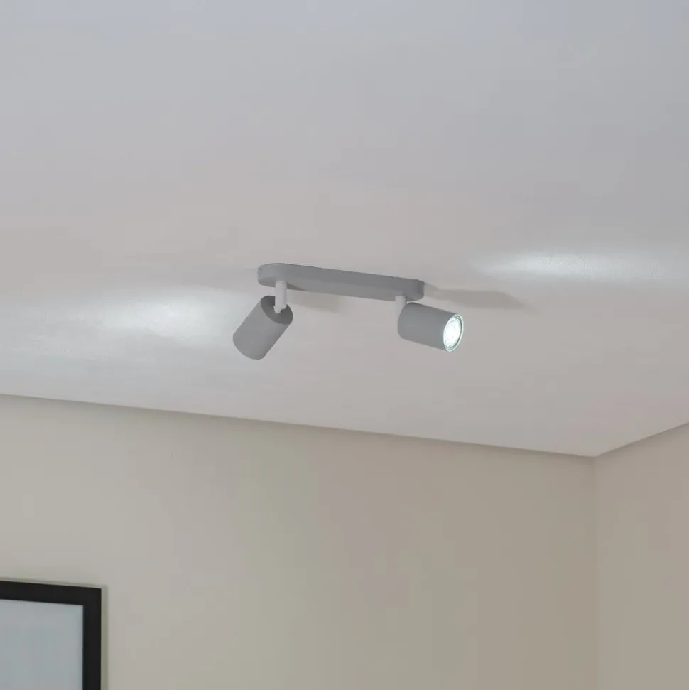 Loftspot Livia, grå, 35 cm, 2 lyskilder, metal, GU10