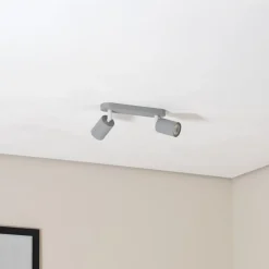 Loftspot Livia, grå, 35 cm, 2 lyskilder, metal, GU10