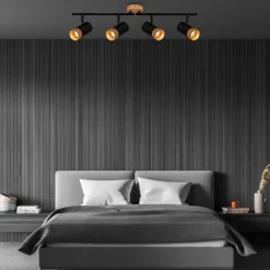 Loftspot Plek GU10 sort/træ fireflammet