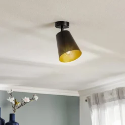 Loftspot Prism, 1 lyskilde, sort/guld