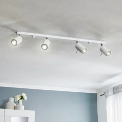 Loftspot Round, hvid, 4 lyskilder lineær