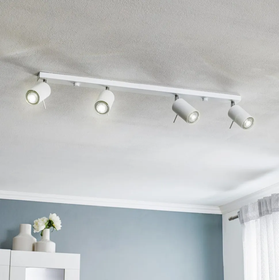 Loftspot Round, hvid, 4 lyskilder lineær