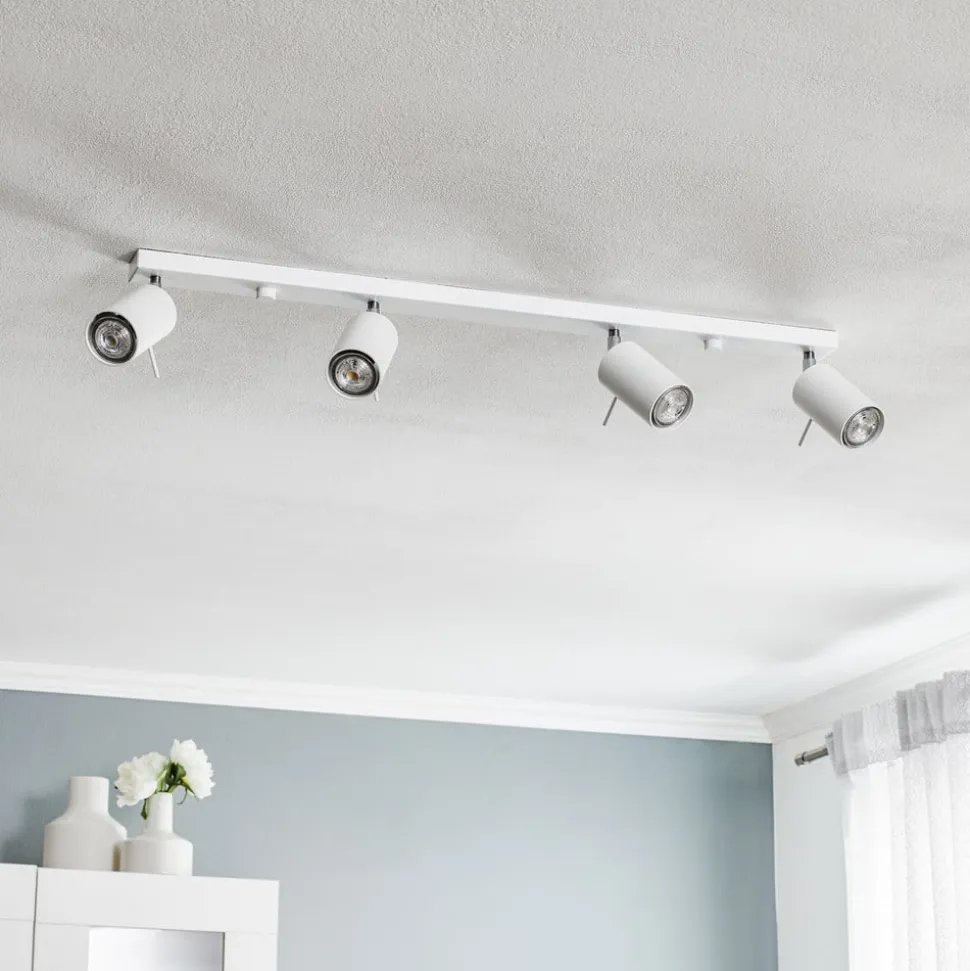 Loftspot Round, hvid, 4 lyskilder lineær