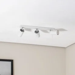 Loftspot Round, hvid, 3 lyskilder lineær